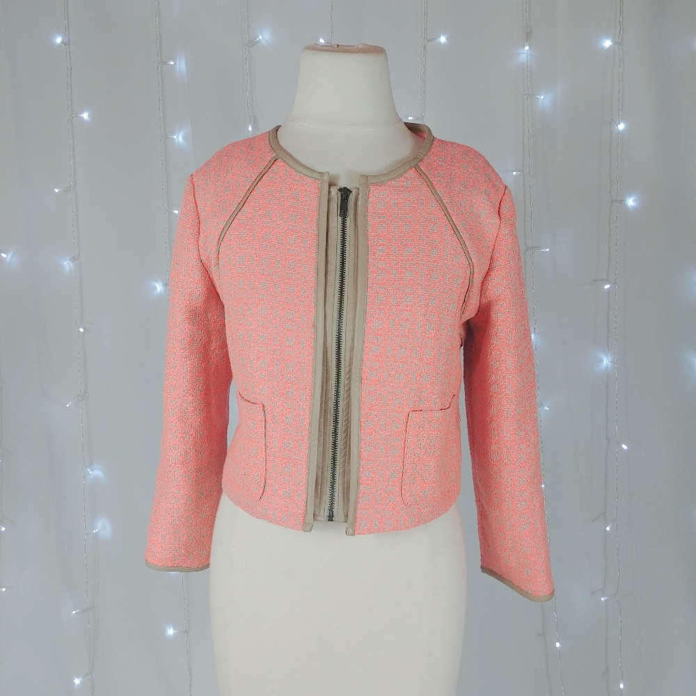 Best Society Bright Coral Pink Cropped Jacket